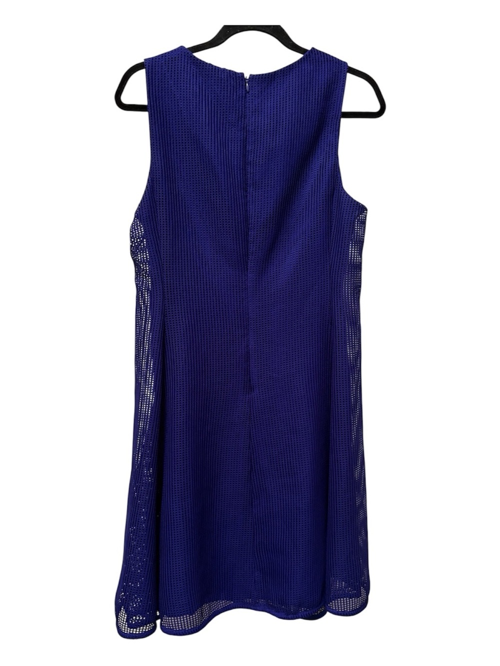 DKNY Blue Mesh Midi Dress Size 12 Fit & Flare Sleeveless A-Line Zip Front - Picture 7 of 9